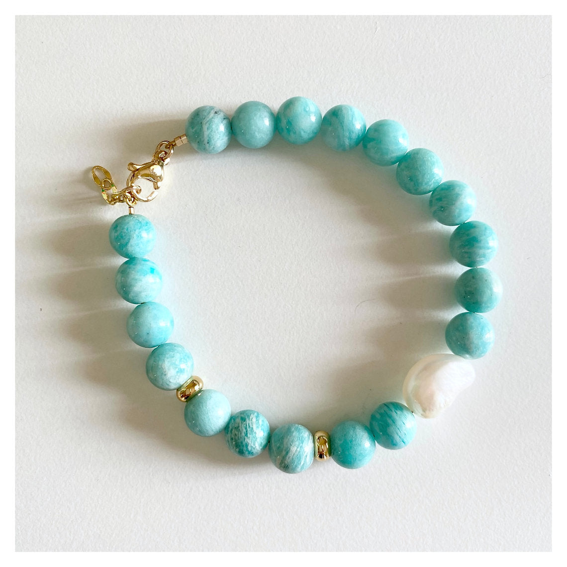 Amazonite and Pearl Bracelet