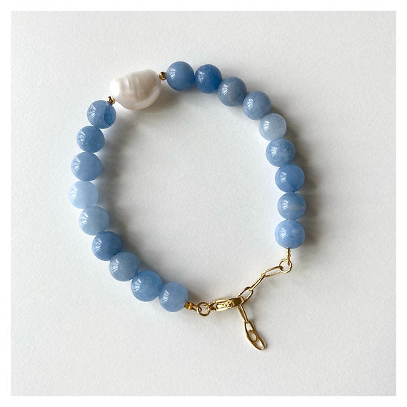 Aquamarine and Baroque Pearl Bracelet