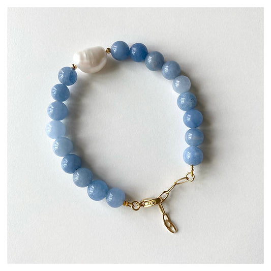 Aquamarine and Baroque Pearl Bracelet